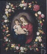Antoine Sallaert Madonna: i.e. Mary with the Christ-child in a garland of flowers. Spain oil painting artist